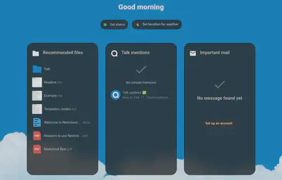 NextCloud dashboard - running on postmarketOS